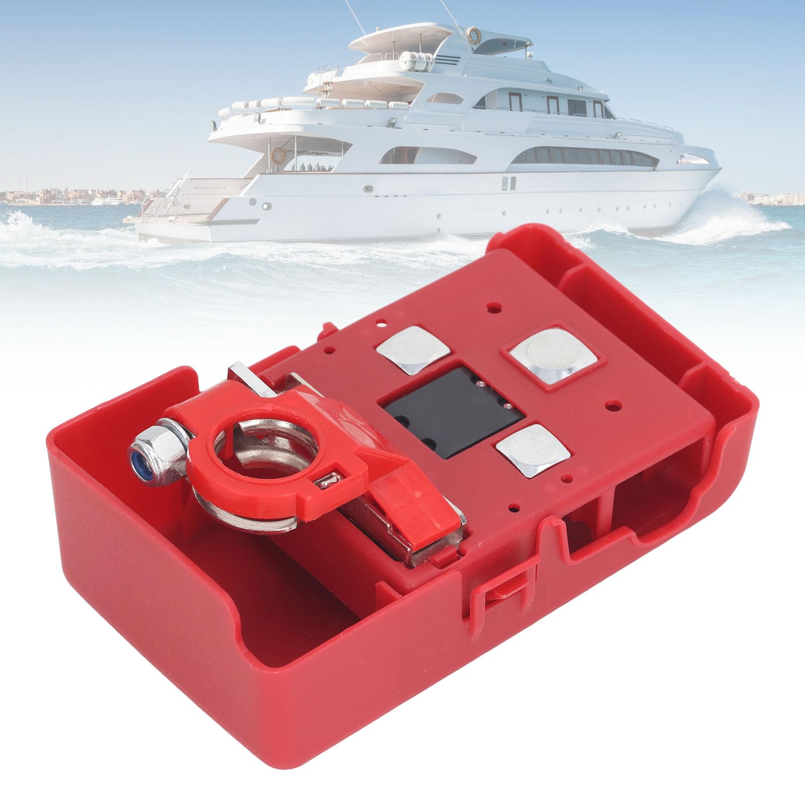 Autobatterie Sicherungsklemme, Batterieverteilungsklemme Sicherungsblockklemme Schnellspanner, Für 4Wds Marine Wasserdichter Batteriesicherungshalter M8 M5 Bolzen 32V 400A von Rankomu