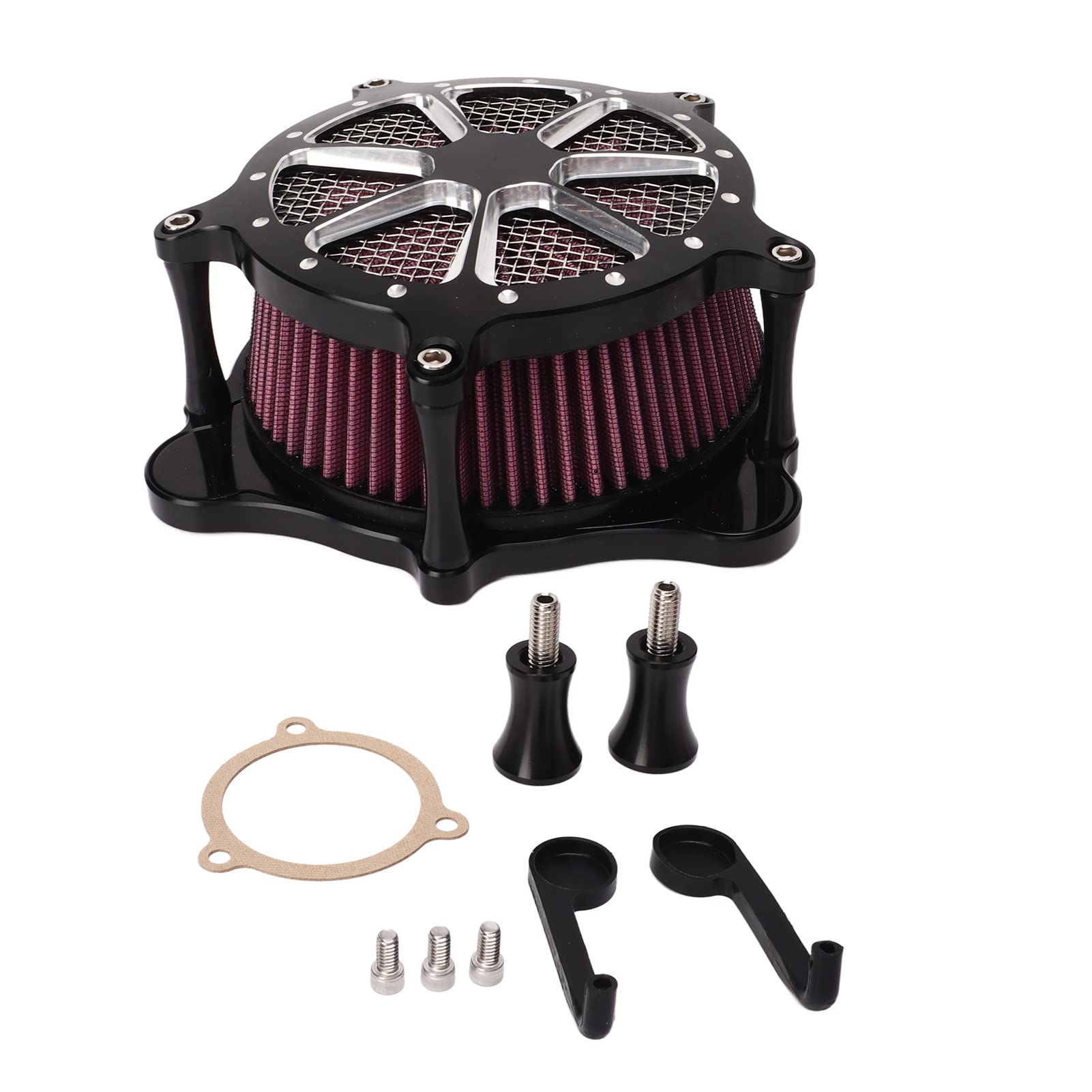 Rankomu Contrast Cut Luftreiniger Motorrad Kontrastschnitt Luftreiniger High Intake System Filter Kit, passt FXDLS FLSTNSE FLSTSE FXSBSE Touring Trike, inklusive Ansaugluftfilter von Rankomu