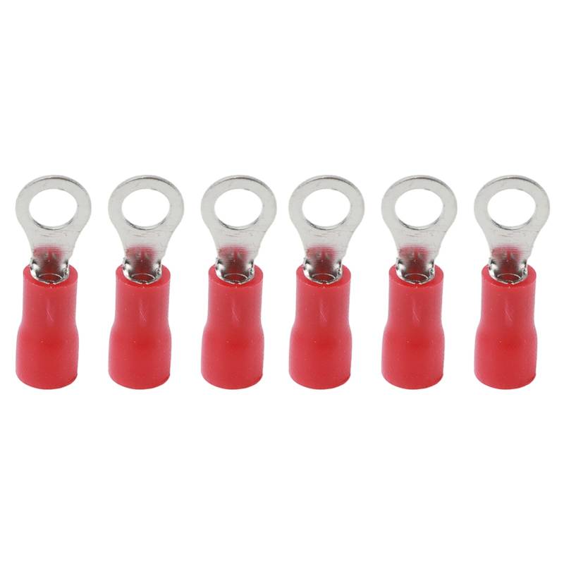 Rankomu Draht-Crimpklemmenverbinder, vorisolierte Ring-Crimpklemmen, Kupfer-PVC-Drahtverbinder für Maschinen, AWG 22–16, Rot, 100 Stück von Rankomu