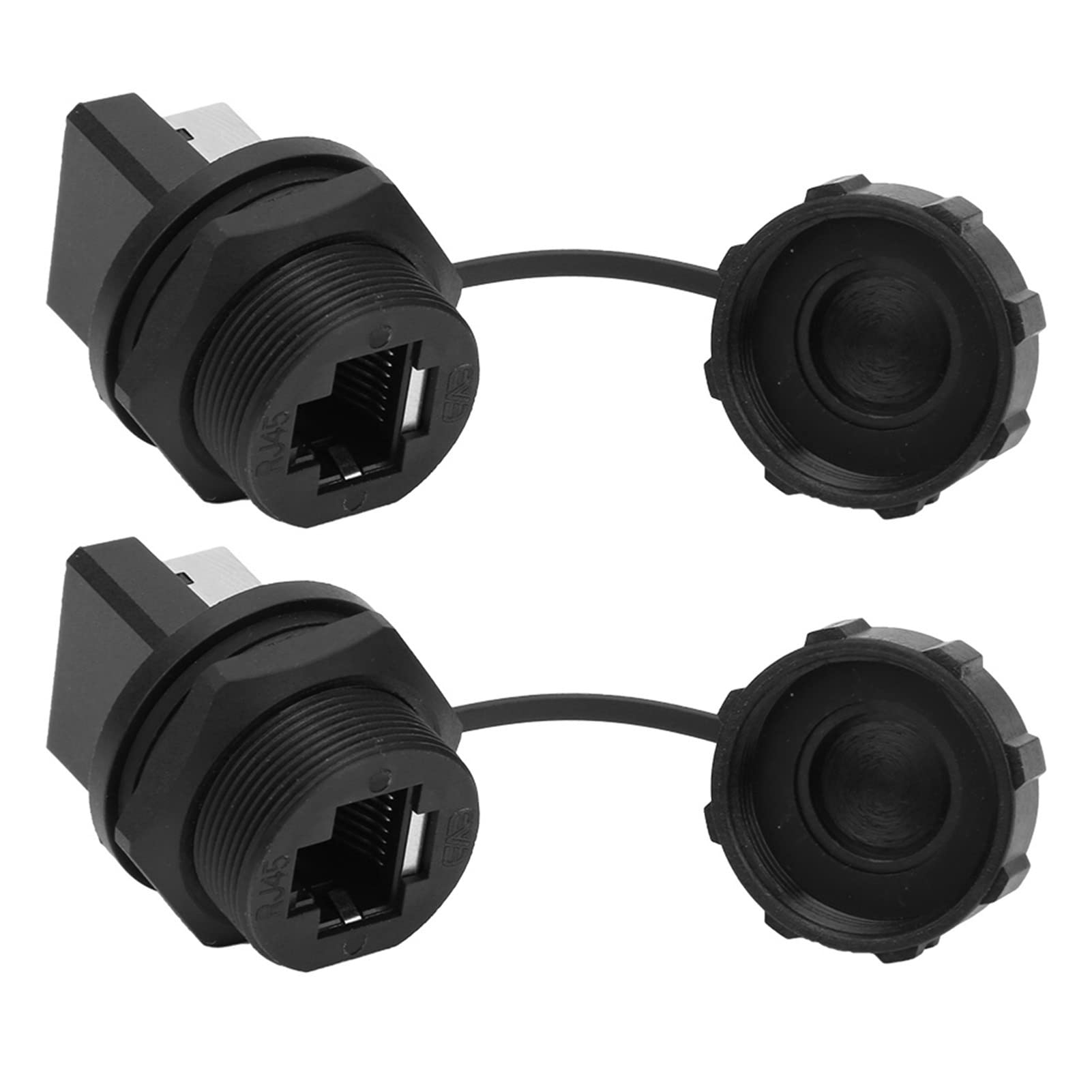 Rankomu RJ45 Adapter 2 Stück RJ45-180° RJ45 Stecker Post Board, Outdoor Wasserdicht RJ45 Adapter IP67, Ethernet Connector Koppler für Netzwerke, Schwarz von Rankomu