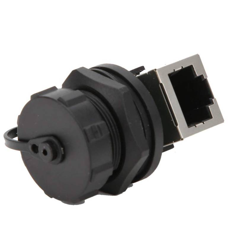 Rankomu RJ45-Stecker RJ45 Adapter, 2 Stück RJ45-90° Postboard Doppelbuchse, für den Außenbereich, wasserdichter Ethernet-Koppler, kompatibel mit RJ45-Steckern, Schwarz von Rankomu