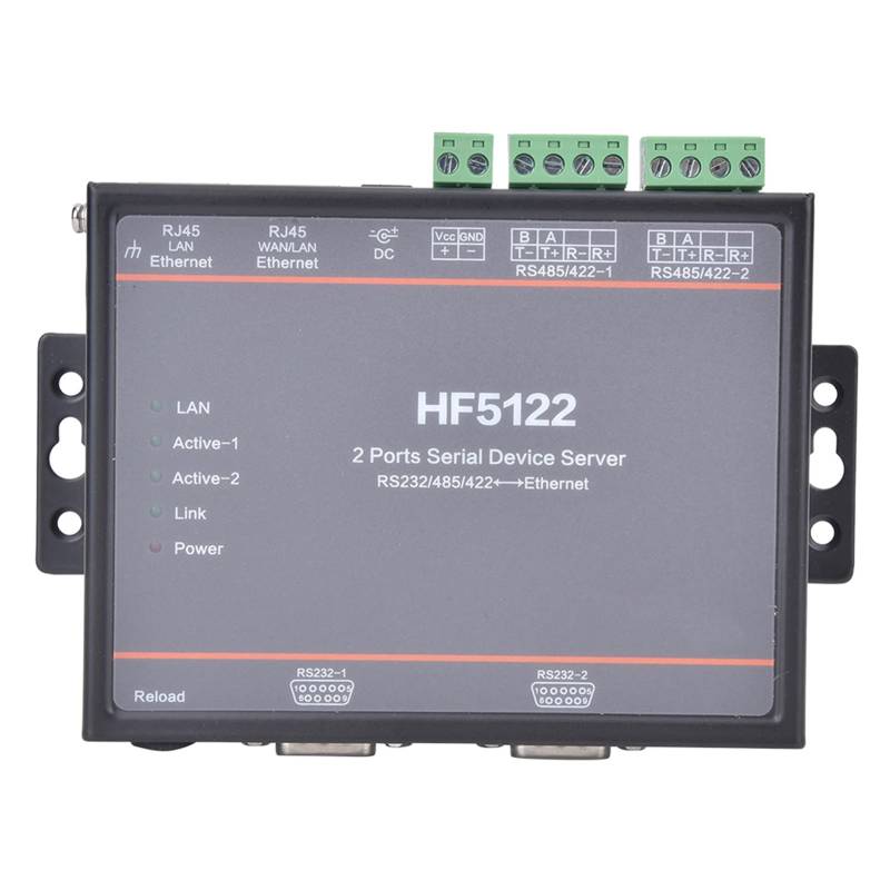 Rankomu RS422to Ethernet Dual Serial Port to Ethernet RS232 / RS485 / RS422 Serial Server, 536VDC, Netzwerkschnittstelle für industrielle Anwendungen von Rankomu