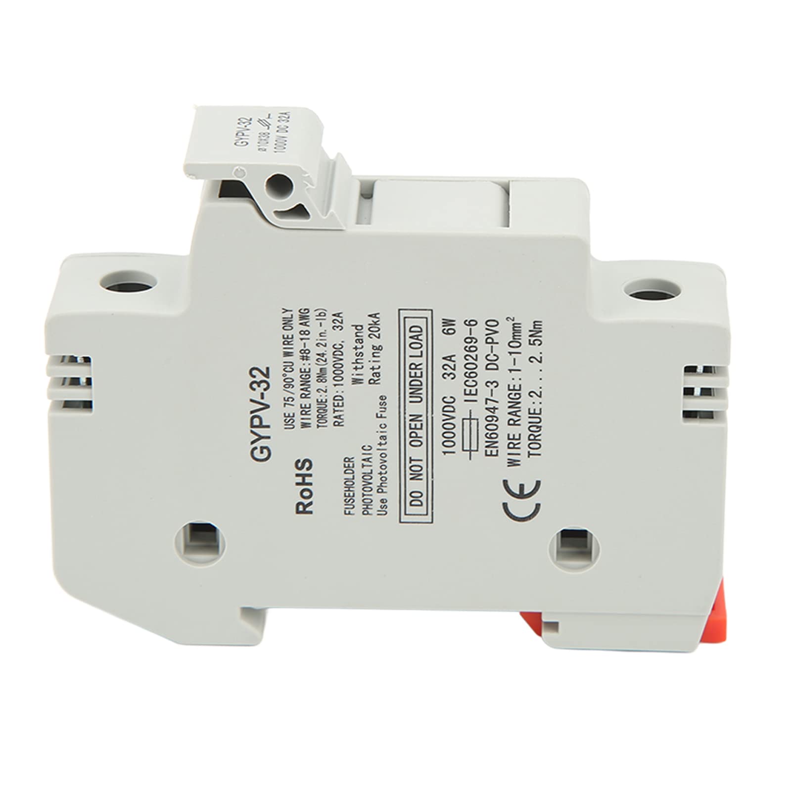 Rankomu Sicherungshalter Midget Sicherungshalter 1P 32A, flammhemmender PC-Sicherungshalter Basis für Photovoltaik-Stromerzeugungssystem, 1000 VDC, elektrische Komponenten von Rankomu