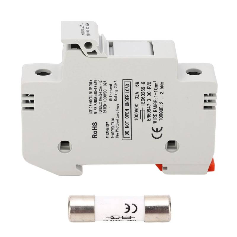 Rankomu Sicherungsschutzschalter Sicherung Leitungsschutzschalter 1P 32A 1000V DC Schalter inkl. 10x38mm 15A PV Sicherung zum Schutz Elektrische Sicherheitsvorrichtung von Rankomu