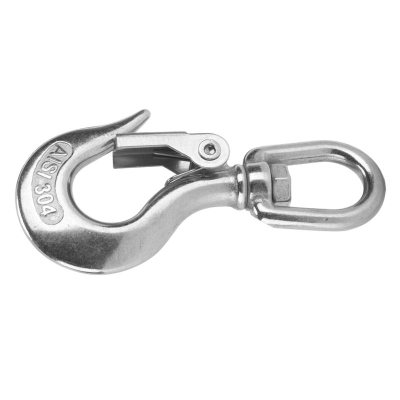 Rankomu Stainl Steel Lifting Hook Swivels Eye Lifting Hook, Stainl Steel Safety Lifting Hook for Engineering Cranes, 350kg Capacity, Heavy Duty Design, Versatile Lanyard Snap Hook von Rankomu