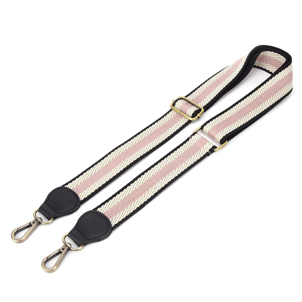 Rankomu Taschengürtel Leder Handtasche Schultergurt, Verstellbarer Ersatz Taschengürtel für DIY Zubehör, 88-134cm, Rosa und Schwarz von Rankomu