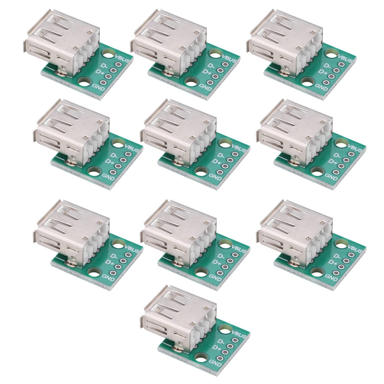 Rankomu USB-Buchse Breakout-Board, USB-Typ-A-Buchse, Breakout-Board, 10 Stück, 2,54 mm Pitch Adapter-Anschluss, USB-DIP-Adapter, PCB-Halterung von Rankomu