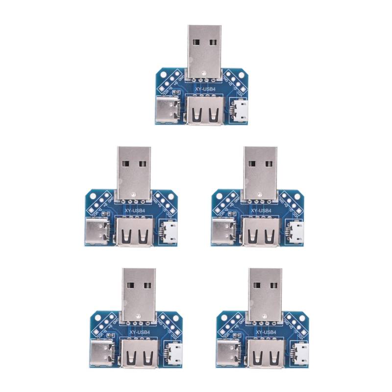 Rankomu USB-USB-Adapterplatte, 5 Stück, Stecker USB auf Buchse Typ C 4P, 2,54 mm Transferboard-Modul für Elektronikprojekte, kompaktes Design, vielseitige Verwendung von Rankomu