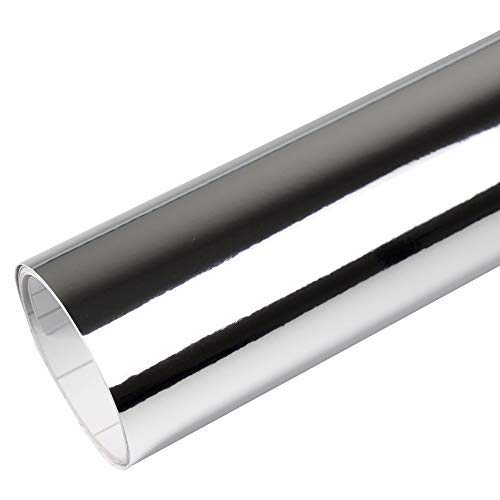 Rapid Teck® 15,79€/m Premium Chrom Silber - 1m x 1,52m - Blasenfrei mit Luftkanälen - Auto Folierung - Car Wrapping Folie - Schwarze Folie Auto von Rapid Teck