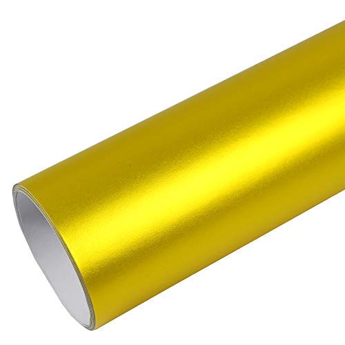 Rapid Teck® 15,79€/m Premium MATT Chrom GELB - 50cm x 1,52m - Blasenfrei mit Luftkanälen - Auto Folierung - Car Wrapping Folie - Schwarze Folie Auto von Rapid Teck