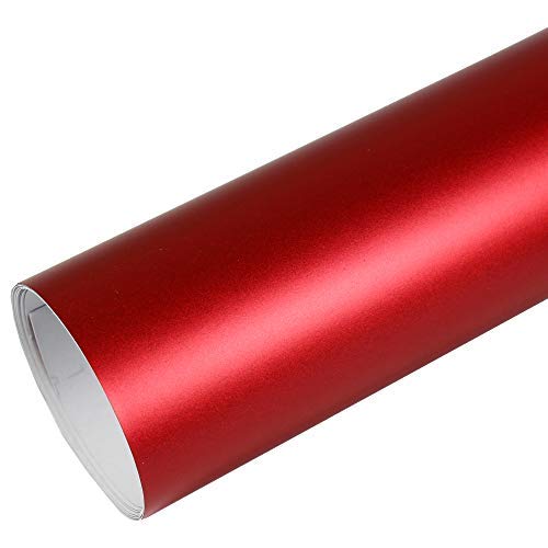 Rapid Teck® 15,79€/m Premium MATT Chrom Rot - 1m x 1,52m - Blasenfrei mit Luftkanälen - Auto Folierung - Car Wrapping Folie - Schwarze Folie Auto von Rapid Teck