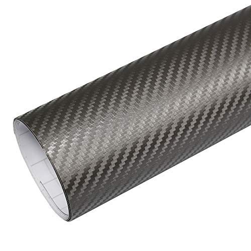 Rapid Teck® 5,26€/m Premium 3D Carbon Silber Grau 2m x 1,52m - Blasenfrei mit Luftkanälen - Auto Folierung - Car Wrapping Folie - Schwarze Folie Auto von Rapid Teck