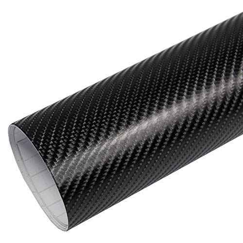 Rapid Teck® 5,26€/m Premium 4D Carbon Schwarz - 10m x 1,52m - Blasenfrei mit Luftkanälen - Auto Folierung - Car Wrapping Folie - Schwarze Folie Auto von Rapid Teck