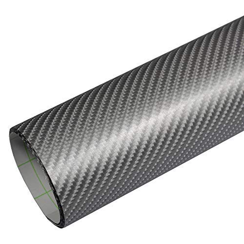 Rapid Teck® 5,26€/m Premium 4D Carbon Silber Grau 50cm x 1,52m - Blasenfrei mit Luftkanälen - Auto Folierung - Car Wrapping Folie - Schwarze Folie Auto von Rapid Teck