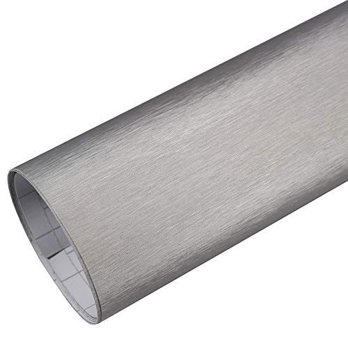 Rapid Teck® 5,26€/m Premium Aluminium Alu Gebürstet Silber 10m x 1,52m - Blasenfrei mit Luftkanälen - Auto Folierung - Car Wrapping Folie - Schwarze Folie Auto von Rapid Teck