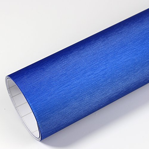 Rapid Teck® 5,26€/m Premium Aluminium Alu gebürstet Blau 10m x 1,52m - Blasenfrei mit Luftkanälen - Auto Folierung - Car Wrapping Folie - Schwarze Folie Auto von Rapid Teck