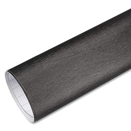 Rapid Teck® 5,26€/m Premium Aluminium Alu gebürstet Titan Grau 12m x 1,52m - Blasenfrei mit Luftkanälen - Auto Folierung - Car Wrapping Folie - Schwarze Folie Auto von Rapid Teck