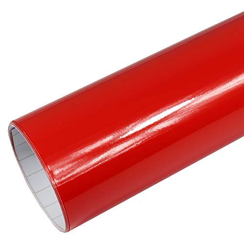 Rapid Teck® 5,26€/m Premium Glanz Rot - 10m x 1,52m - Blasenfrei mit Luftkanälen - Auto Folierung - Car Wrapping Folie - Schwarze Folie Auto von Rapid Teck