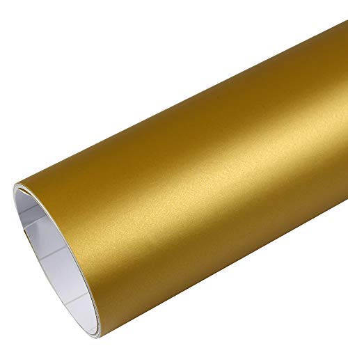 Rapid Teck® 5,26€/m Premium Matt Gold - 1m x 1,52m - Blasenfrei mit Luftkanälen - Auto Folierung - Car Wrapping Folie - Schwarze Folie Auto von Rapid Teck