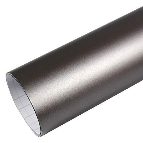 Rapid Teck® 5,26€/m Premium Matt Silber Grau - 1m x 1,52m - Blasenfrei mit Luftkanälen - Auto Folierung - Car Wrapping Folie - Schwarze Folie Auto von Rapid Teck