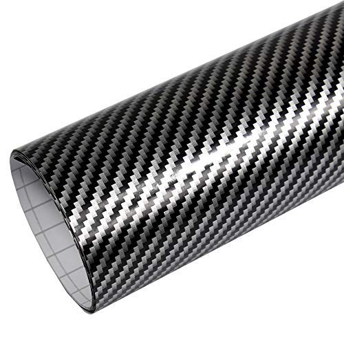 Rapid Teck® 9,47€/m Premium 2D Carbon Silber Schwarz 1m x 1,52m - Blasenfrei mit Luftkanälen - Auto Folierung - Car Wrapping Folie - Schwarze Folie Auto von Rapid Teck