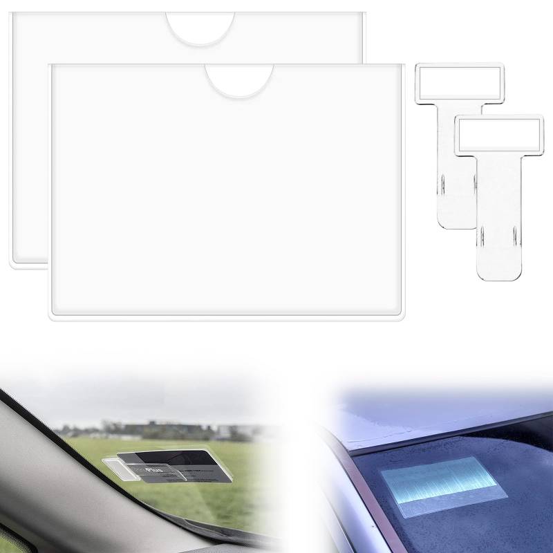 Raxfekro 4 Stück Parkscheinhalter WindschutzscheibeAuto Parkschein Clip Windschutzscheibe Parkausweis Halter Etikettenhalter Selbstklebend Parkausweis Halterung für Auto von Raxfekro