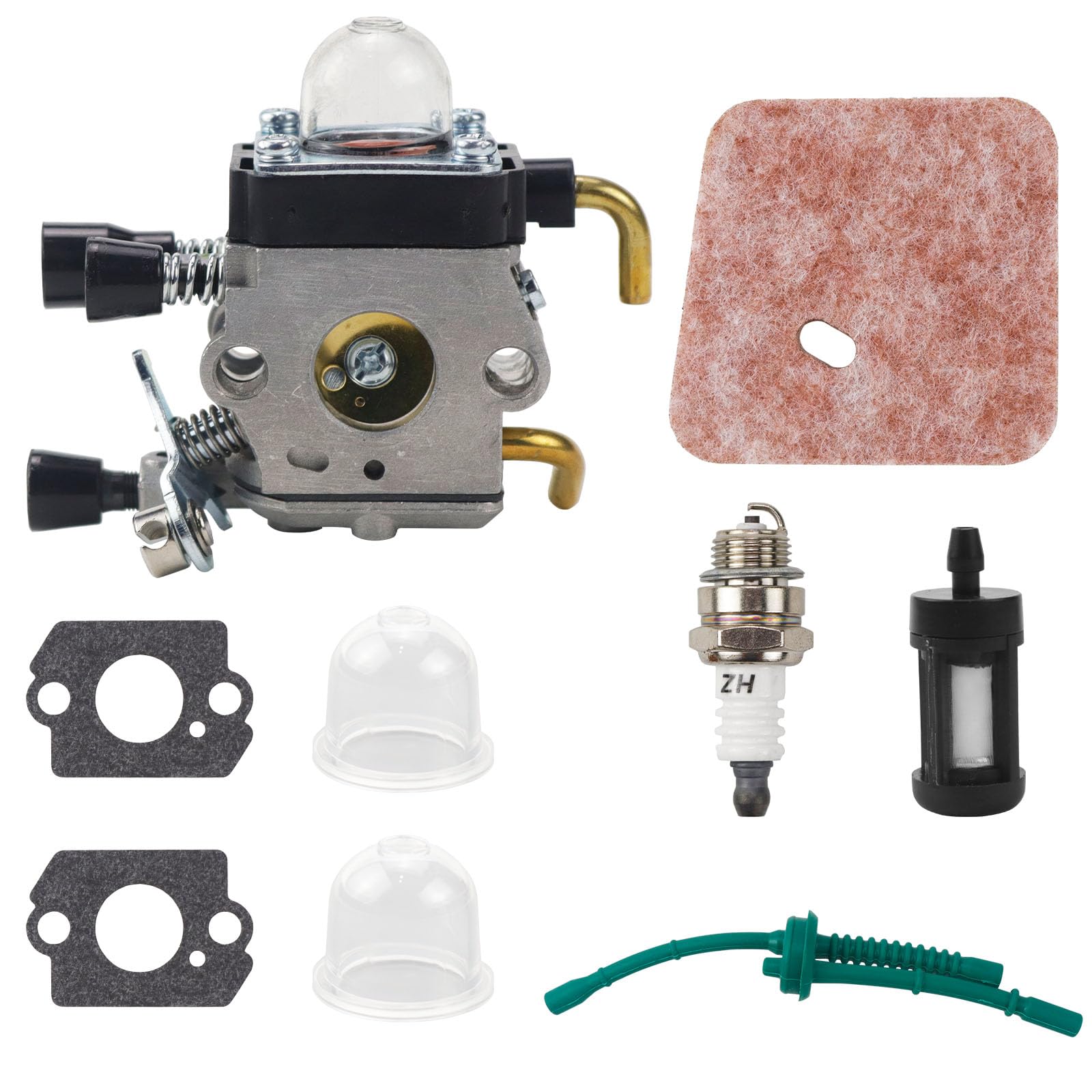 Raxfekro Vergaser für Stihl FS38 FS45 FS46 FS55 FS55r FS55rc FS74 FS75 FS80 FS85 String Trimmer Rasenmäher Vergaser Luftfilter Kraftstoffleitung Kit von Raxfekro