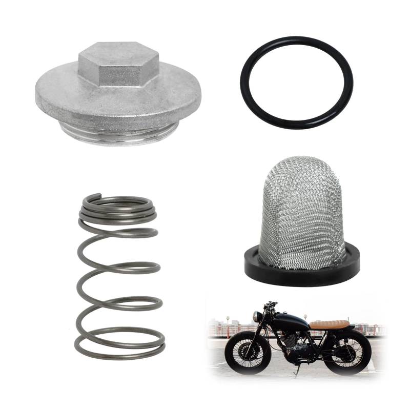 Raykce Ölablassschrauben Set für GY6 Motorräder, Motorrad Öleinfülldeckel - Motorräder Zubehör Ölablassschraube Kompatibel Mit O-Ring Feder Filter Passend, Für Go Kart Moped Motorrad Roller von Raykce