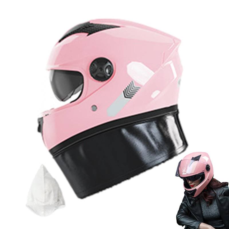 Motorradhelm - Integral-Motorradhelme,Motorrad-Integralhelme ABS,Motorcycle Full Face Helmet ,Robuster & Leiser Motorrad Helm - Kinn & Kopf Belüftung,Klares Visier 9Kopfumfang: 54–61 cm (Pink) von Raypontia