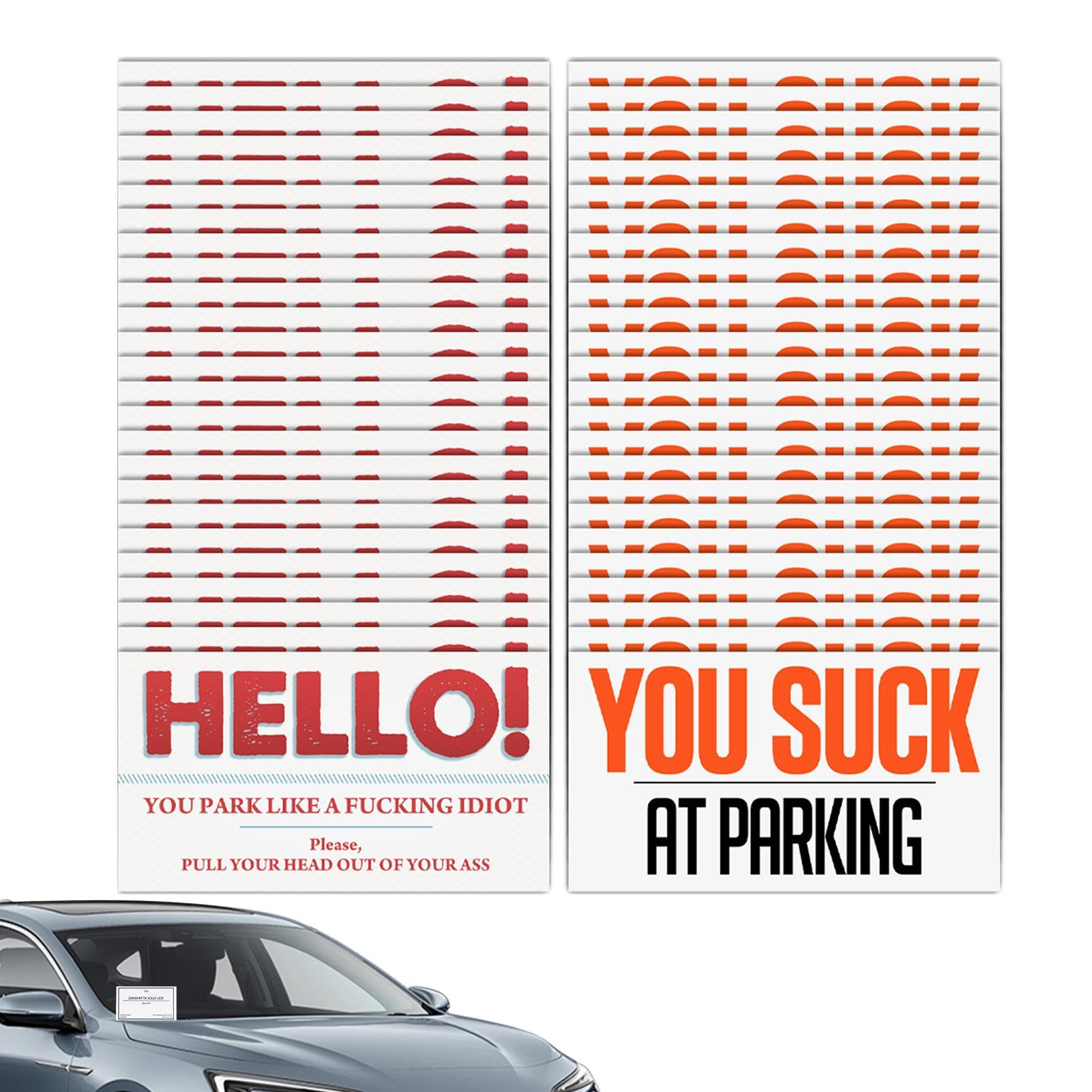 Raypontia Schlechte Parkkarten, Aufkleber für Parkverstöße - 45 Stück schöne Park-Jackass-Streich-Fälschungstickets - Lustige Verstoßkarten, Privatpark-Warn-Gag-Notizkarten für Autofenster von Raypontia