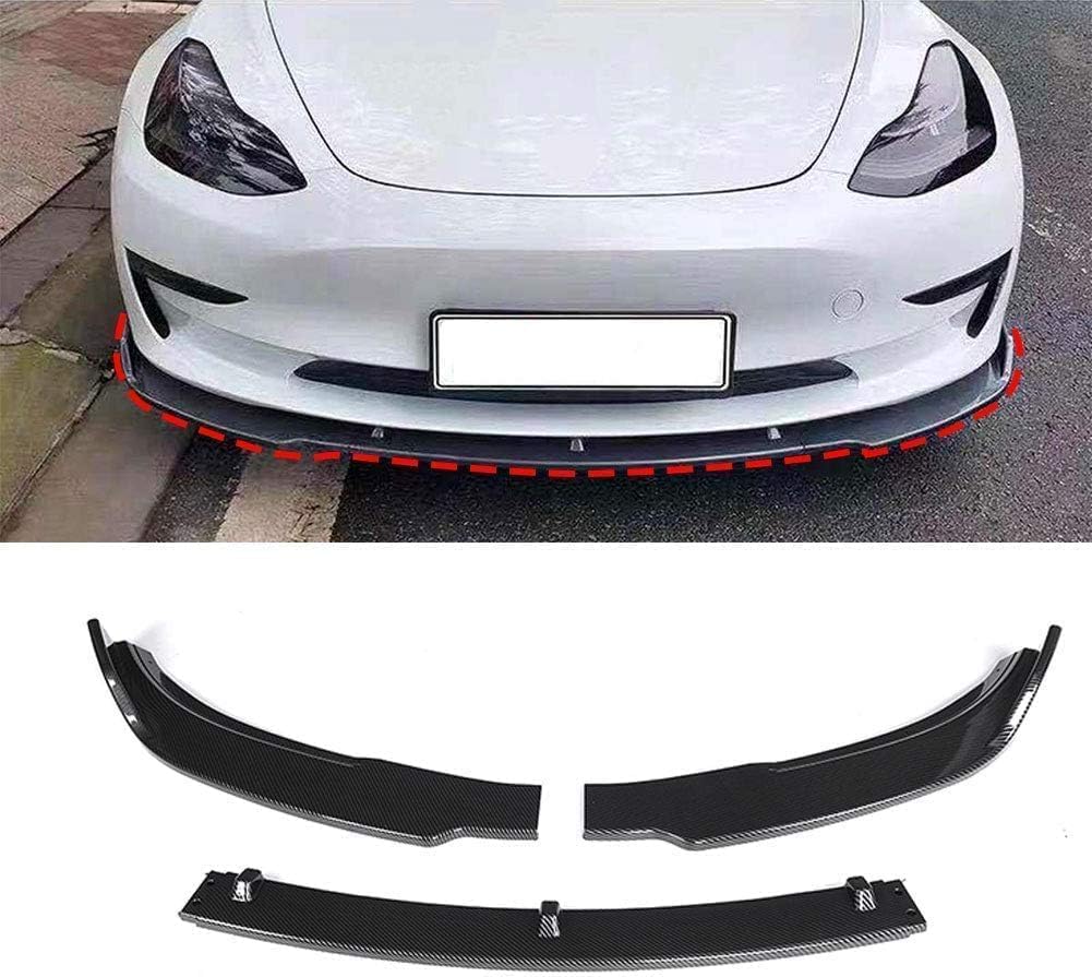 Car Front Shovel Lip Splitter Spoiler für Tesla modèle 3 2016-2019, Auto Frontstoßstange Splitter Lip Spoiler Lippensplitter, Body Kit Schutz Zubehör,B/Carbon Fiber von Rdgnls