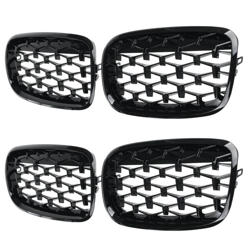 Rdjumpdjo 4x Auto Diamant Gitter Front Nieren Gitter Chrom Mesh KüHlergrill für E70 E71 E72 X5 X6 2007-2013 Schwarz von Rdjumpdjo