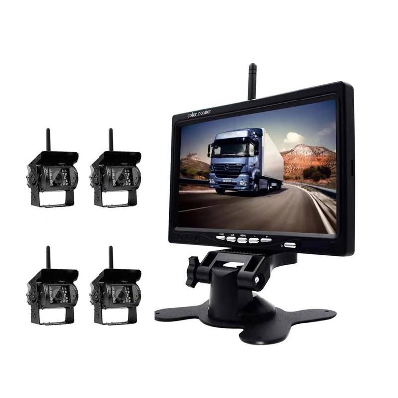 7 ''Fahrzeug Drahtlose Reverse HD Kamera 12V-24V Rückansicht Kamera Für LKW Bus RV Bagger Anhänger LCD Monitor Auto Monitor Reverse Kamera Rückfahrkameras(with Four Camera) von Rdtnvc