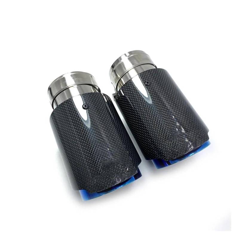 Auspuffrohr 1PCS Auto Auspuff Endrohr Edelstahl Glänzend Carbon Schwanz Ende Blau L Gerade Schalldämpfer Spitze Flansch Für F30 Auspuffblende(ID 54MM-OD 89MM) von Rdtnvc