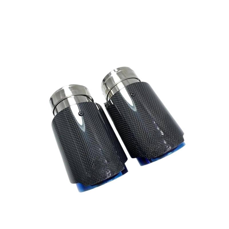 Auspuffrohr 1Pcs Auto Auspuff Spitze Einzelnen Blauen Rohr Glänzend Plain Carbon Schalldämpfer Rohr Für Für E71 E46 E60 E90 Für CX-4 Auspuffblende(IN 63MM-Out 101MM) von Rdtnvc