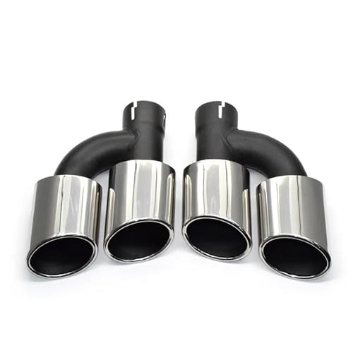 Auspuffrohr 2 Stücke 60mm Endrohr 304 Edelstahl Auto Hinten Dual Auspuffrohr Für A4 A5 A6 A7 Bis Zu S4 S5 S6 S7 Schwarz Schalldämpfer Spitze Auspuffblende(Silver A) von Rdtnvc