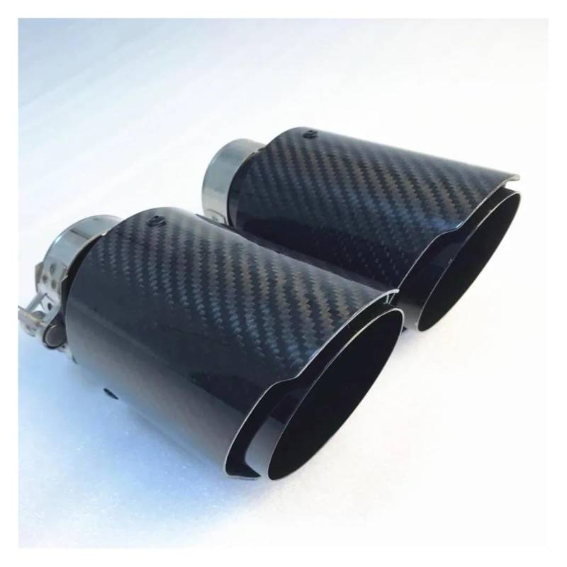 Auspuffrohr Auto Universal Modifikation Edelstahl Einzelauspuffrohr Vollcarbon Mattschwarz Abdeckung Schalldämpferspitze Auspuffblende(76-114mm) von Rdtnvc