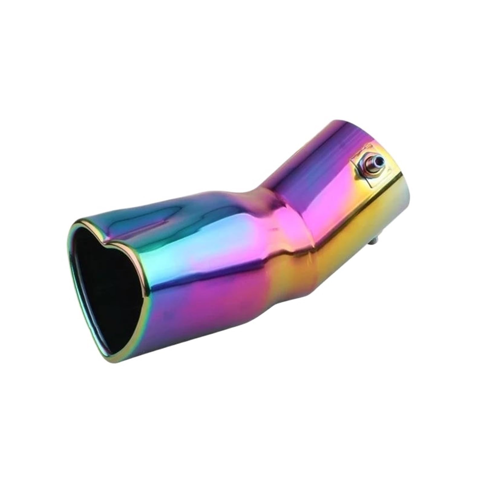 Auspuffrohr Edelstahl Silber Bunte Auspuffspitzen Schalldämpfer Endrohr Design Herzform Stil Autozubehör 2,5 Zoll Auspuffblende(Colorful Bent) von Rdtnvc