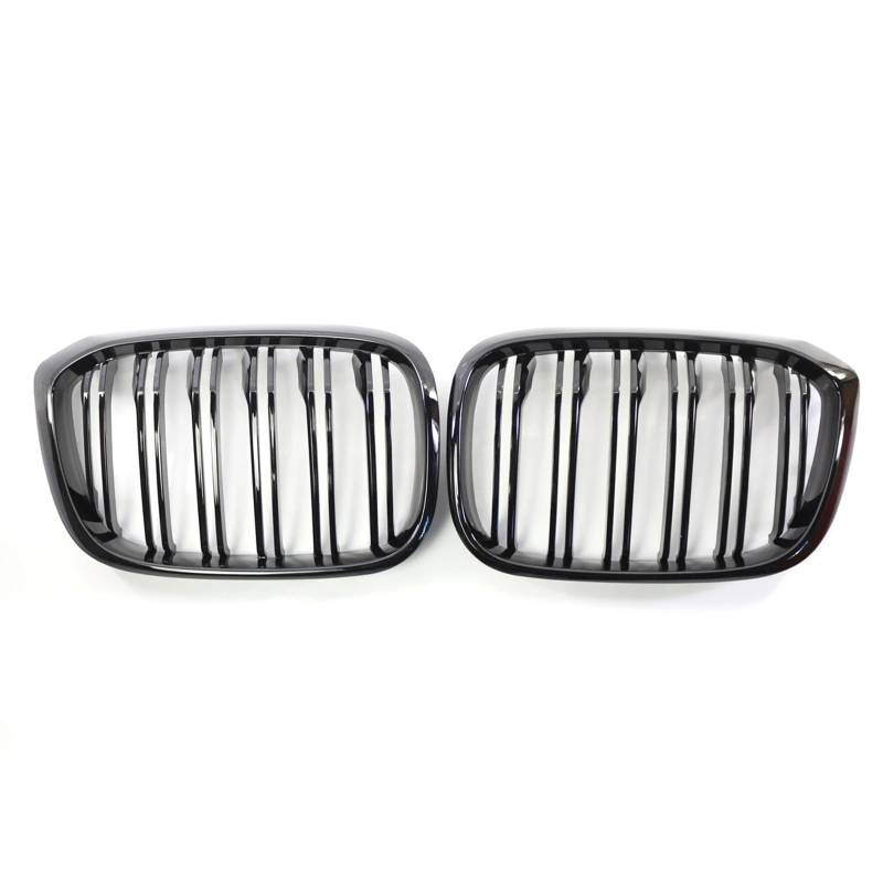 Glänzender Kühlergrill Glänzend Schwarz Doppel Lamellen Racing Grills Für G01 G0G08 Für XFür X18 19 Auto Vorderen Stoßfänger Nieren Kühlergrill Front Stoßstange Grille von Rdtnvc