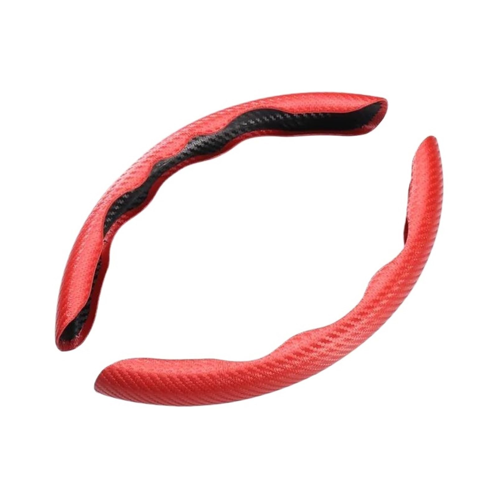 Lenkrad Abdeckung 38 cm Auto Lenkrad Abdeckung Carbon Farbe Faser Sport Nicht-Slip Karte Abdeckung Griff Typ D Auto Innen Zubehör Lenkradschoner(Agate red) von Rdtnvc