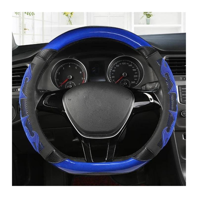 Lenkrad Abdeckung Auto Lenkrad Abdeckung Carbon Faser Leder Für VW Für Golf 7 2015 Für Polo Für Jetta Für Passat Für Tiguan Auto Zubehör Lenkradschoner(A Blue D Shape) von Rdtnvc