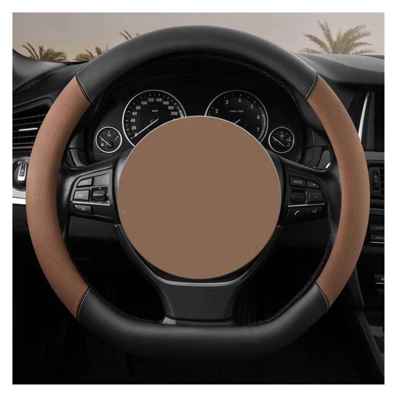 Lenkrad Abdeckung Auto-Lenkrad-Abdeckung PU-Leder D-Form Auto-Lenkrad-Abdeckung Schutz Für Toyota Für CHR Für C-HR Universal 38 cm Lenkhülle Lenkradschoner(Brown D Type) von Rdtnvc