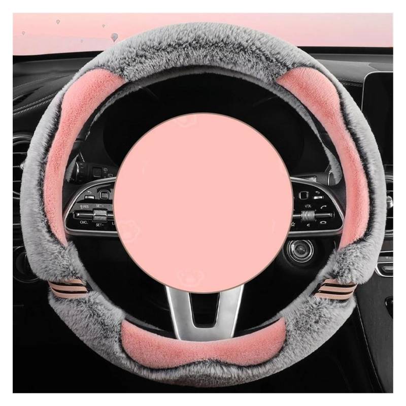 Lenkrad Abdeckung Auto Lenkrad Abdeckung Plüsch Winter Universal Lenkrad Anti-rutsch Bequem Auto Innen Zubehör Auto Abdeckungen Im Salon Lenkradschoner(Pink O Shape) von Rdtnvc