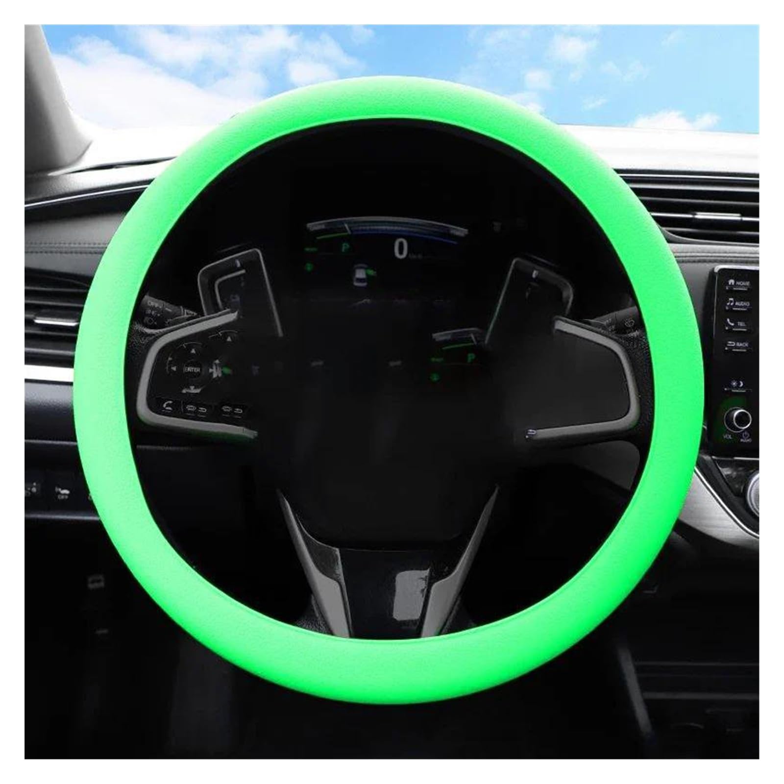 Lenkrad Abdeckung Auto Sommer Universal Silikon Lenkrad Abdeckung Elastische Handschuh Abdeckung Textur Weiche Auto Dekoration DIY Zubehör Lenkradschoner(Green) von Rdtnvc