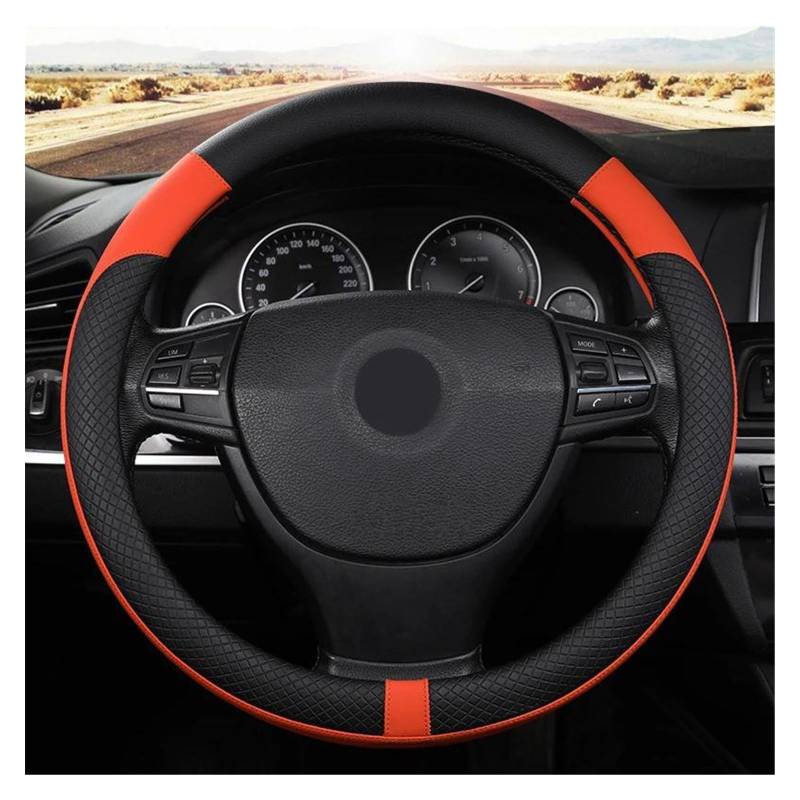 Lenkrad Abdeckung Auto-Styling Lenkradabdeckung Radgeflecht Mikrofaser-Leder Klein 36 cm Für Autos Radabdeckungen rutschfest Atmungsaktiv Universelles Auto-Zubehör Lenkradschoner(Orange) von Rdtnvc