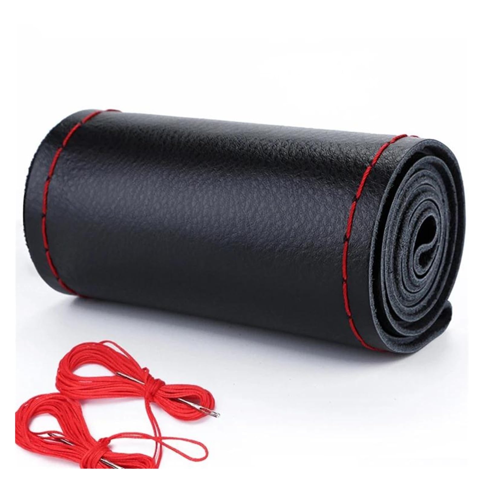 Lenkrad Abdeckung DIY Hand Nähen Lenkrad Abdeckung Mikrofaser Leder 37-38CM Mit Nadel Und Faden Lenkung Wrap Innen Auto Zubehör Lenkradschoner(Nonporous Red Thread) von Rdtnvc