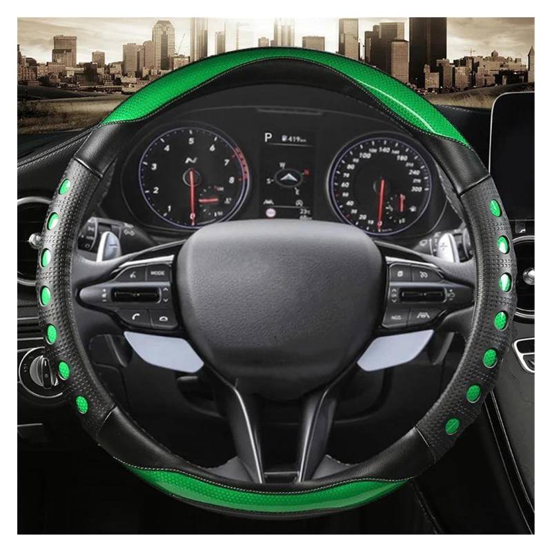 Lenkrad Abdeckung Für Hyundai I40 I30 I20 I10 Ix35 Ix25 Für Tucson Für Accent Für Elantra Für Santa Fe Für Creta Für Solaris Für Kona Auto Lenkrad Abdeckung Lenkradschoner(Green O Shape) von Rdtnvc