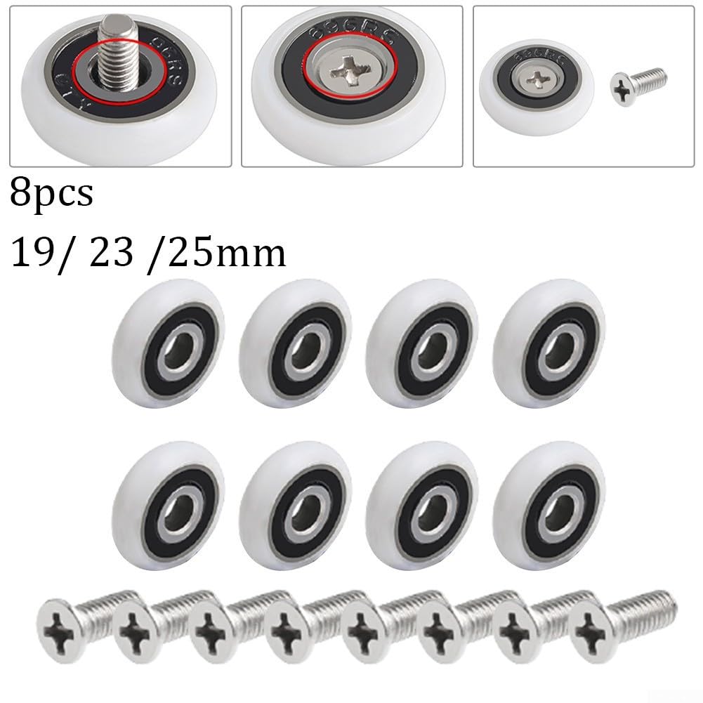 Ein unverzichtbares und praktisches Set mit 8 Rollen für Duschtüren (19 mm) von ReachMall