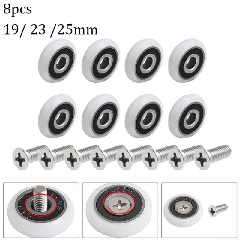 Ein unverzichtbares und praktisches Set mit 8 Rollen für Duschtüren (23 mm) von ReachMall