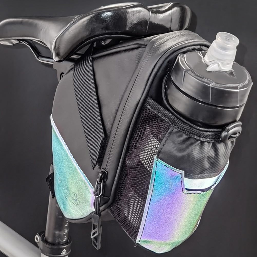 Wasserdichte, reflektierende Fahrradsatteltasche, neutrale Fahrradtasche für Mountainbike, MTB, Route, Fahrradgurt, Schnellverschluss-Tasche (Farbreflexion) von ReachMall